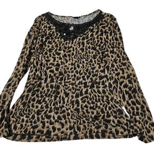 East 5th Womens Blouse Multi-Color Size Large Polyester Blend Stretch Pullover